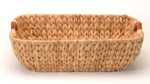 Hyacinth Woven Basket with Wood Handles