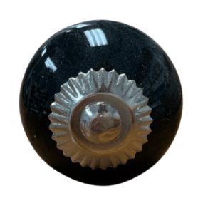 Knob | Round Black Ceramic with Silver Centre (23)