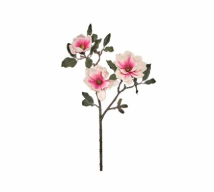 Cream/Pink Triple Magnolia Bloom Spray | 19"